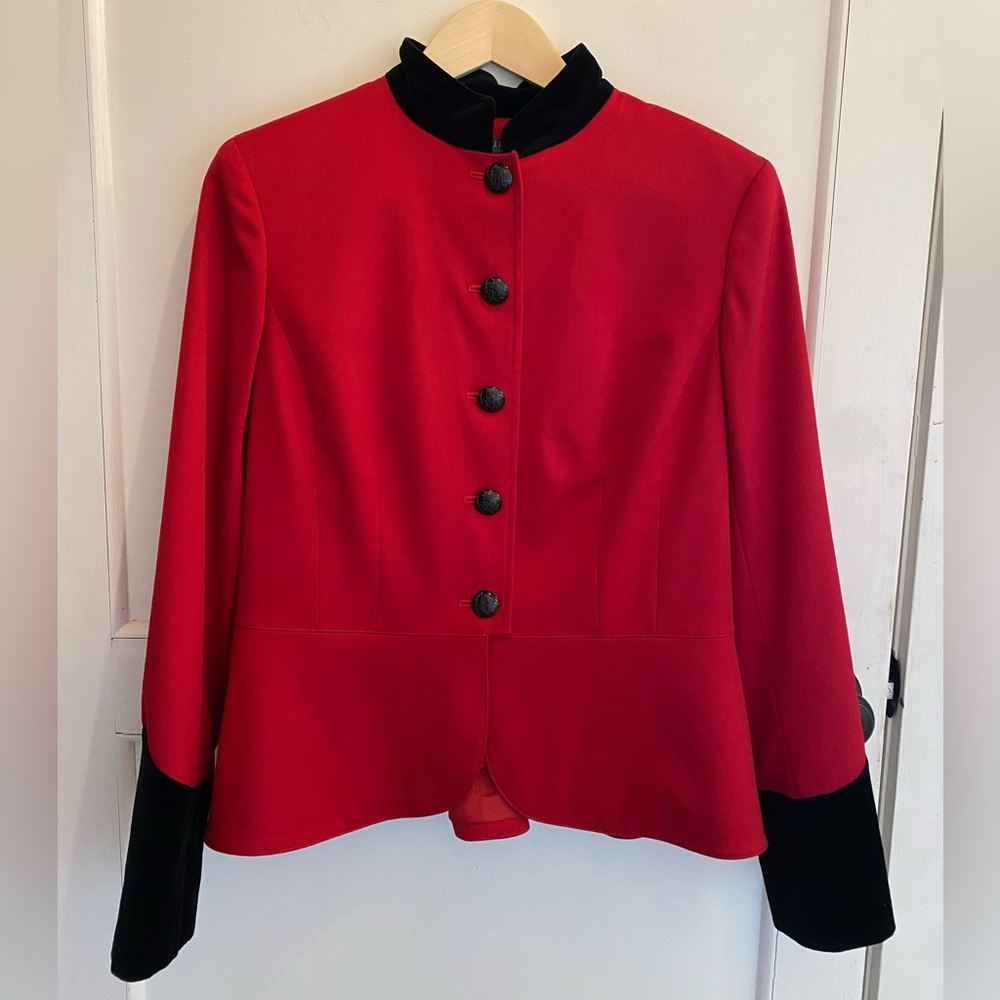 Lauren Ralph Lauren Red Women’s Jacket with Black Velvet Accents